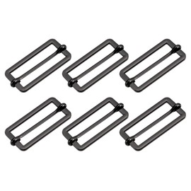 sourcing map Slides Buckles, 6pcs 35x15x2.2mm Metal Rectangle Adjuster Triglides Slide Buckle Roller Pin Buckles Slider Strap Adjuster for Belt Bags DIY Accessories, Dark Gray