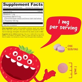 VitaWorks Tabletas masticables de melatonina de 1 mg para niños, con manzanilla, L-teanina y extracto de bálsamo de limón, ayuda para dormir para niño