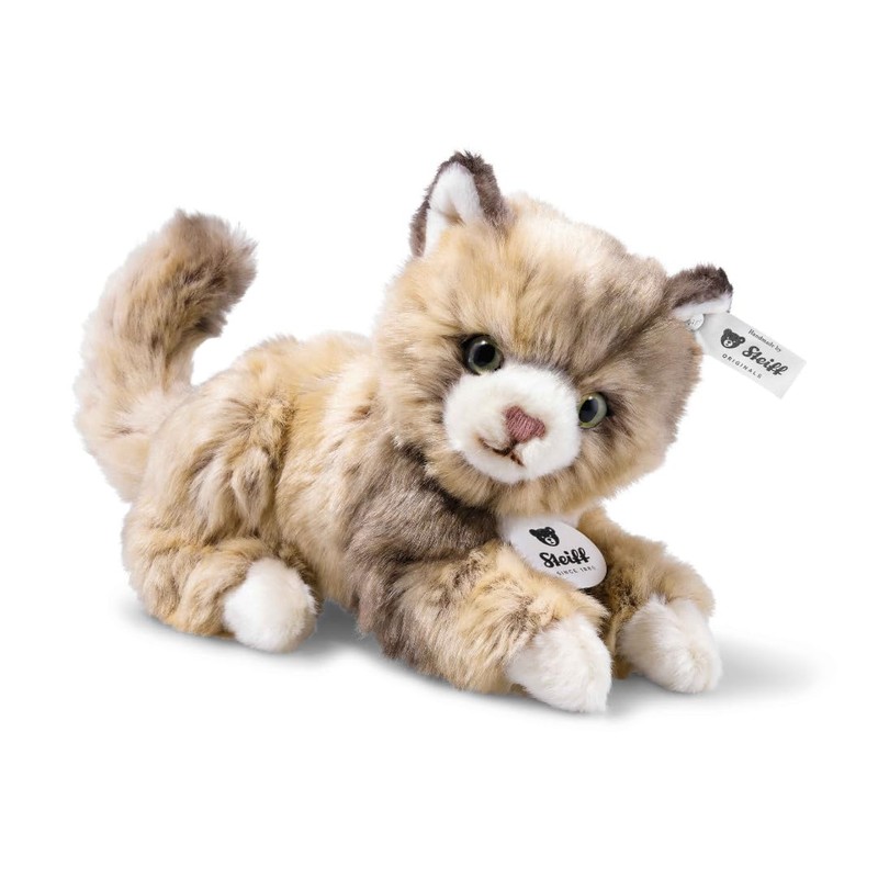Steiff Cat Plush Animal Toy, Spotted Brown