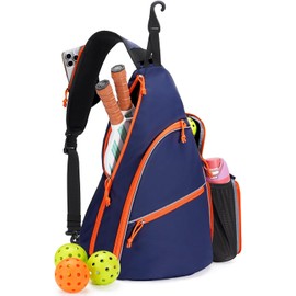 Pickleball Sling Bag Organizer for Men Women, Paddle and Ball Storage Backpack with Fence Hook for Court Practice