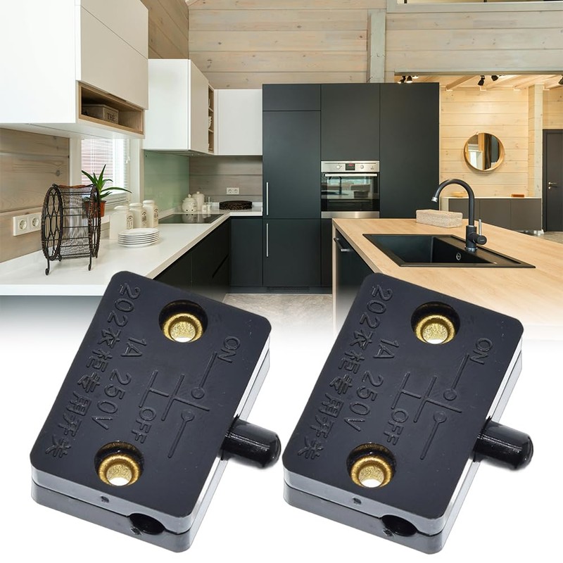 2Pcs Black Cabinet Lamp Switch, 12V 24V 110V Automatic Door