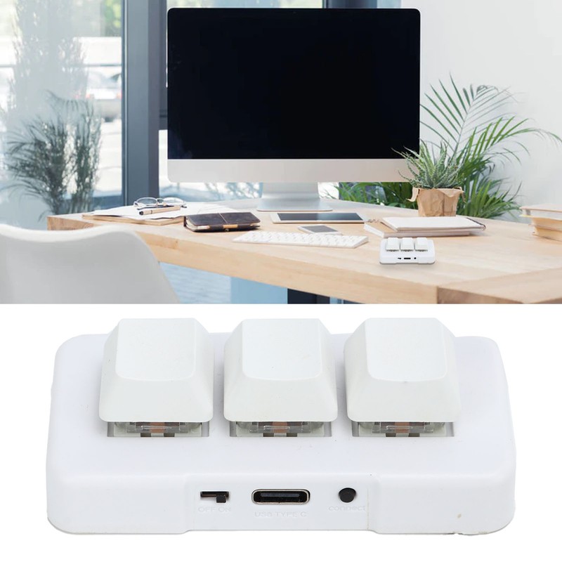 White Mini 3 Key Keypad ABS Bluetooth Receiver USB Comfortable