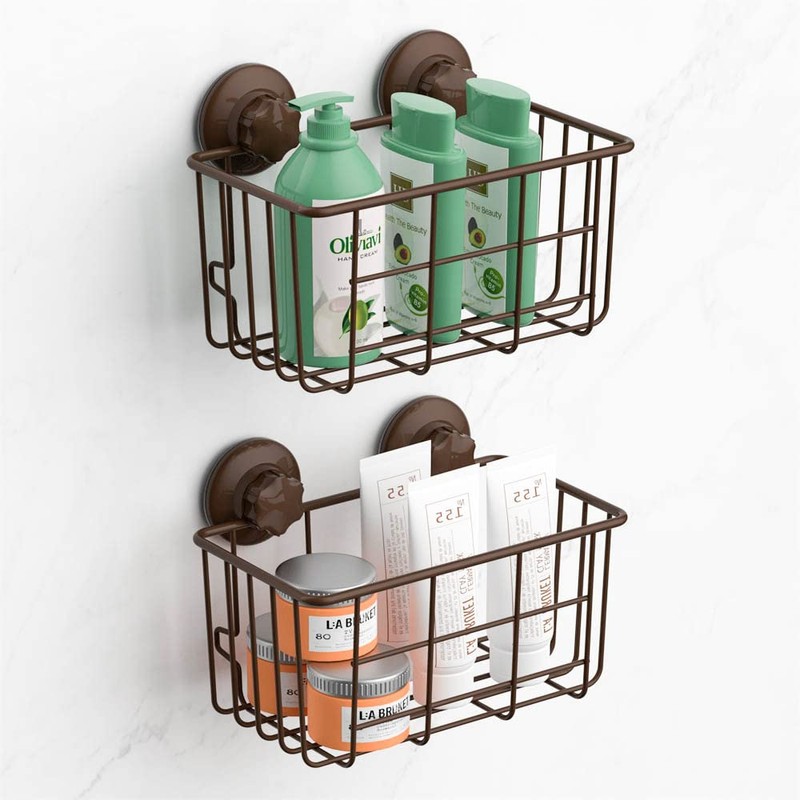 SANNO Suction Cup Shower Caddy Basket for Shampoo Combo Organizer