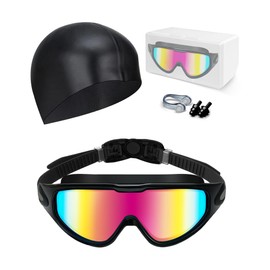 Hurdilen Swim Goggles, Anti Fog Anti UV, Wide View and No Leaking Swimming Goggles & Swim Cap for Men Women Adult Youth