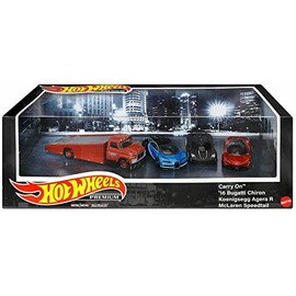 4-Car Set Compatible with Hot Wheels Premium Collector: Bugatti Chiron, Agera, Mclaren