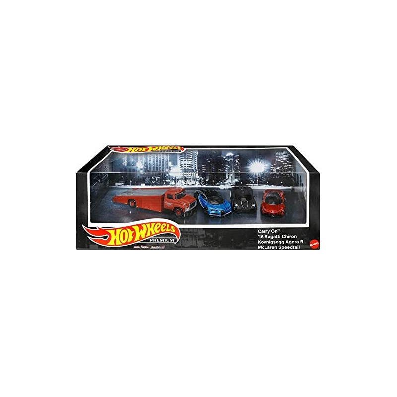 4-Car Set Compatible with Hot Wheels Premium Collector: Bugatti Chiron,