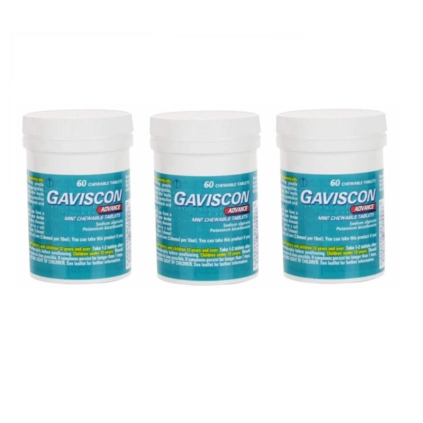A2Z STORE Gaviscon Advance Chewable Peppermint 60 Tablets Pack Of 3