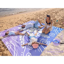 WEKAPO Beach Blanket Waterproof Sandproof Oversized Extra Large Sand Free | Beach Mat with Stakes, Storage Bag - Essentials for Outdoor Beach, Picnic