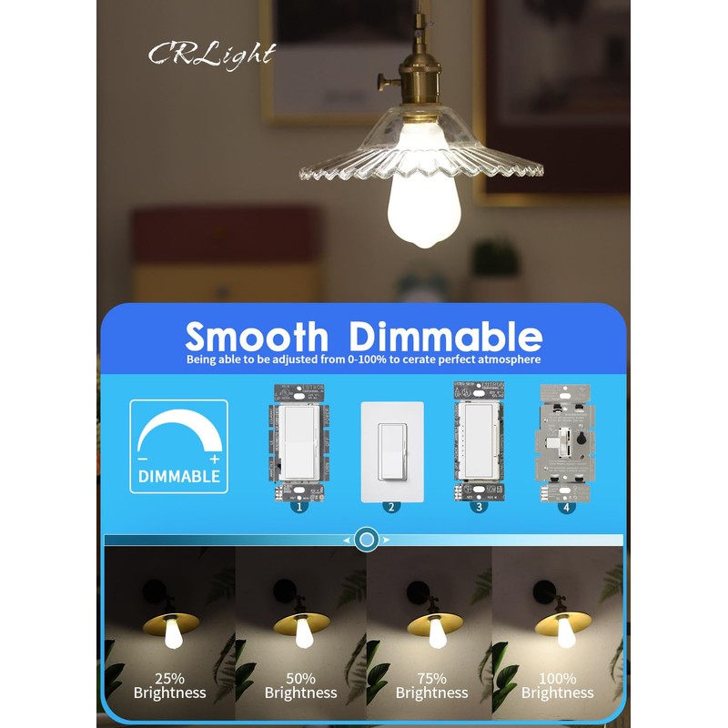CRLight 6W Dimmable (60W Equivalent) 4200K Daylight White LED Edison