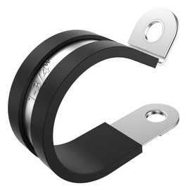 PEROMI 12PCS 1-3/4" Cable Clamps with updated Riveted Reinforce, 304 Stainless Steel Rubber Cushioned Insulated Clamp, Loop Clamps, Pipe Clamps, Metal Wire Clamps