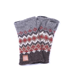 Pachamama Women Wool Hand Warmers Fleece Lined Handknitted Fair Isle Multicoloured One-Size Handmade Extra Warm Fair Trade