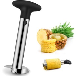 Ananasschneider Edelstahl - Ananasschäler - Ananas Schneider mit Edelstahlklinge in Lebensmittelqualität (schwarz)
