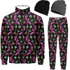 Nosirhoc Men's Tracksuits Neon flamingos tropical Sweatsuits 70s 90s 80s