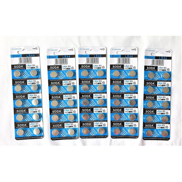 50 AG13 LR44 L1154 357 A76 Alkaline Button Cell Battery with Retail Blister Pack Cards (50)