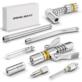 8 puntas para pistola de engrasar, punta de aguja para pistola de engrasar, incluye acoplador de bloqueo, adaptador de 90°, acoplador liso, boquilla de aguja, boquilla afilada, aguja de