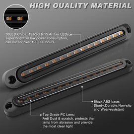nifeida 10" Trailer Tail Light Bar, Amber & Red LED Sequential Switchback Stop Turn Signal Running Light Strip ID Light Bar w/Waterproof Smoked Len for Pickup Golf Cart Offroad Truck RV UTV