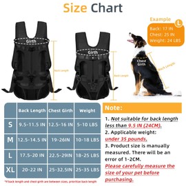 Dog Front Carrier Backpack, Dog Backpack Carrier Soft Pad, Pet Legs Out, Easy-Fit Dog Front Carrier for Small Medium Puppy, Hands Free Dog Carrier Adjustable for Cycling Hiking (Black, L)