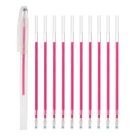 PATIKIL 10Pcs Erasable Gel Pens Refills, 1mm Heat Erasable Pens for Fabric Disappearing Ink Fabric Marking Pen for Sewing Quilting Planner Writing, Red Ink