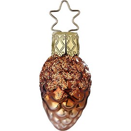 Inge-Glas Christmas Tree Decoration with Star Crown, Hand-Painted and Mouth-Blown Mini Cones, 4.5 cm, Deep in the Forest
