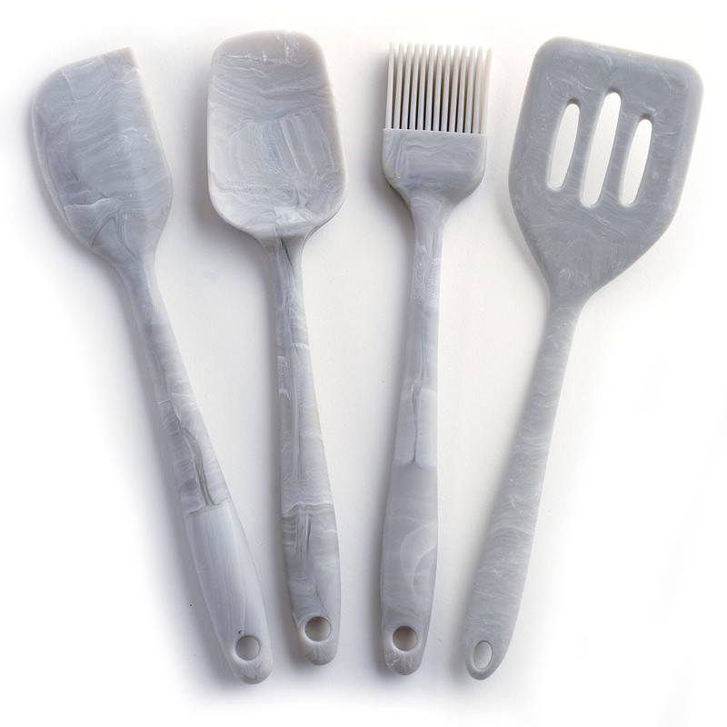 Norpro Silicone Mini Slotted Turner, Marble, 8.25" x 2" x