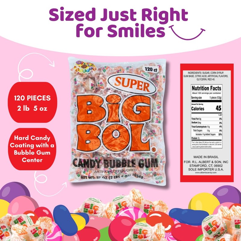 SUPER Big Bol Candy Bubble Gum (240 count)
