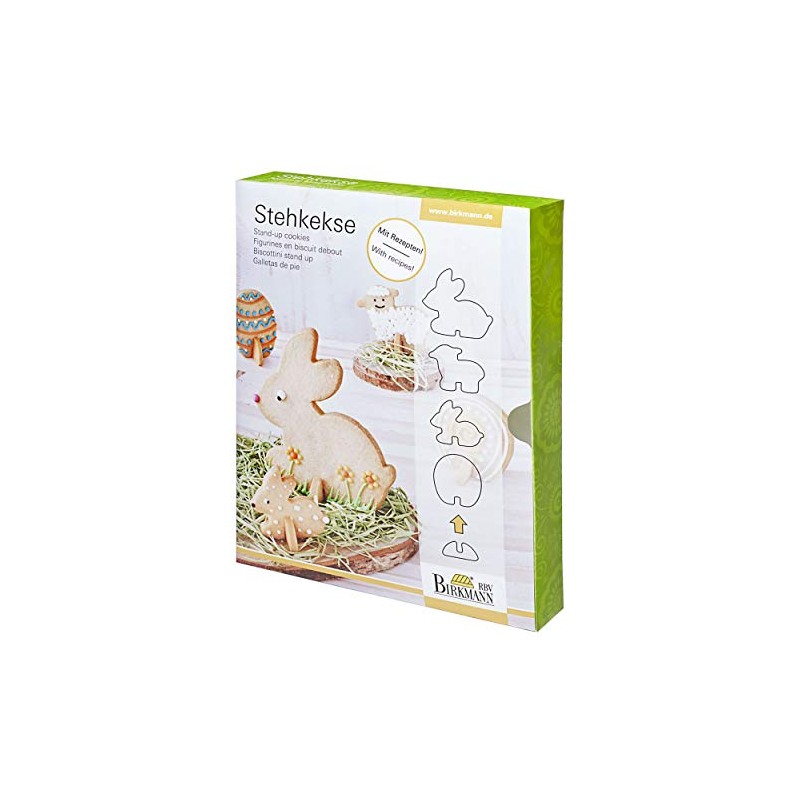 RBV Birkmann Cookie Cutter Set Stand-Up-Easter 5 pcs, Metal, Silver,