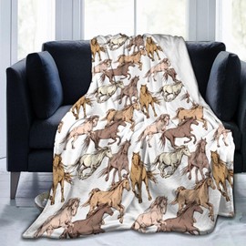 Horse Soft Blanket All Season Fuzzy Throw Warm Lightweight Blanket Fleece Throws Flannel Blankets for Bed Sofa Couch Travel Home Living Room Decor 50"X60"