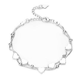 RDNKVB Bracelet for Women, Silver Bracelet Women, 925 Silver, Heart Bracelet, Friendship Bracelet, Adjustable Bracelet, Gifts for Women Girls (Silver)