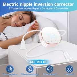 Electric Nipple Inverted Corrector Sunken Short Nipples Sucker Correction Puller Breastfeeding Pump LED Touch Screen Rechargeable Portable for Women&Men - Pink