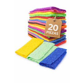 20 Pack Cuadritela Estropajo para Trastes Multiusos 25x28 cm, Paños de Limpieza Reutilizables, Franela para Limpiar Cocina, Ollas, Sartenes y Superfic