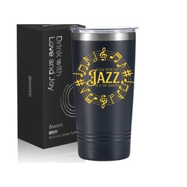 Onebttl Jazz Gifts for Men Women, Ideal Gifts for Jazz Lovers on Christmas, Birthday, 20oz Stainless Steel Tumbler with Lid Straw