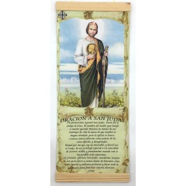 Oracion A San Judas Prayer to St Jude hand made wall hanging canvas print 8"x18"