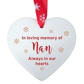 Second Ave In Loving Memory of Nan Ceramic Hanging Heart Christmas Xmas Tree Decoration Bauble