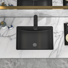 Sarlai Undermount Bathroom Sink - 21 x 15 inch Rectangular Vessel Sink Undermount Modern Ceramic Rectangle Vanity Sink Art Basin with Overflow, Interior Bowl Size 19-2/9" x 13-1/9"