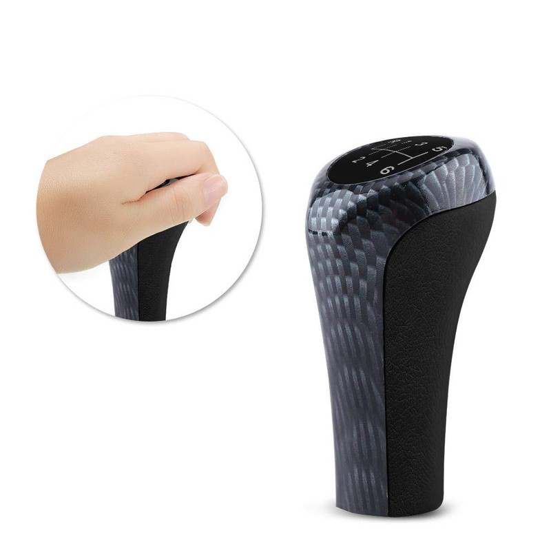 6 Speed Shift Knob Shifter Head Car Carbon Fiber Gear
