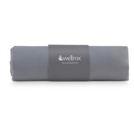 Wellrox Microfiber Yoga Hand Towel – Super Soft, Quick-Dry, Non Slip Yoga Towel for Hot Pilates, Gym & Workouts (26.5" x 16", Grey)