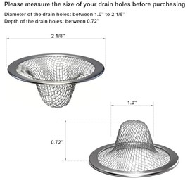 Huntonry 2.215" Top Diameter, 1.0" Basket Small Bathroom Sink Strainer, Little Drain Mesh, Utility, Slop, Laundry, RV and Lavatory Sink Drain Strainer Hair Catcher. Stainless Steel