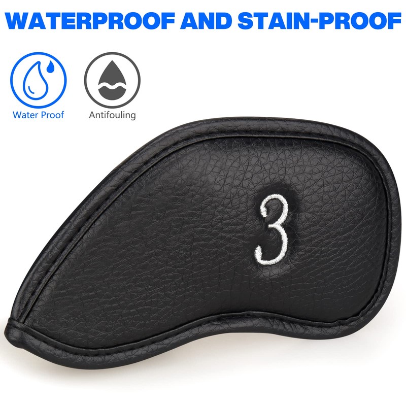 Left Handed Golfer 12pcs/Set Black Golf Iron Headcover Set Easy