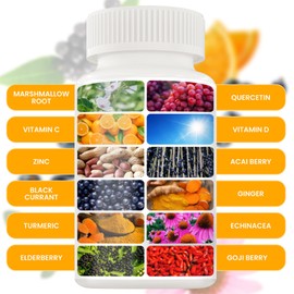 12 in 1 Immune Defense Vitamins - Immune Support Supplement w/VIT D3, Vitamin С, Zinс, Echinacea, Elderberry, Ginger &More - Natural Immunity System Booster - Immune & Muscle Health 120cs