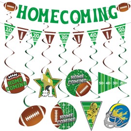 10Pcs Pre-Strung Homecoming Party Decorations Football Game Banner Swirls Hoco Hanging Kit Homecoming Welcome Back to School University Party Decor Supplies