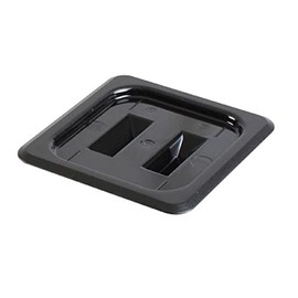 TrueCraftware- 1/6 Size Solid Polycarbonate Handled Food Pan Lid Black Color- Food Storage Container Cover Restaurant Commercial Hotel Pans Cover for Food Prep Fruits Vegetables Beans Corns