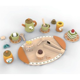 Timber Lulu Tea Sets for Toddlers 3-5, Wooden Play Food Set for Kids, Forest Tea Party Pretend Play for Toddlers 3-5, 4 Year Old Girl Birthday Gifts, Kids Kitchen Accessories