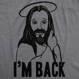 Womens I'm Back Funny Jesus Easter Sunday Hilarious Faith Christian T Shirt Funny T Shirts Easter Tops for Women Cool Religious Top Women's Novelty Tees Dark Grey M