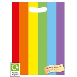 RAINBOW PARTY GOODIE RECYCLABLE BAGS - LOOT TREAT PLASTIC CELLO GIFT BAG (30)