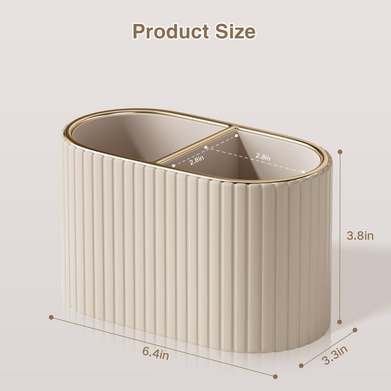 KINGFOM Makeup Brush Holder Organizer with Divider, PU Leather Vanity
