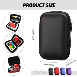 Matsizen Pack of 4 Card Box, Playing Cards, Card Game, Waterproof, Playing Card Case, Playing Card Box, Card Box Compatible with UNO Cards, for Storing Cards, Headphones and Data Cables, red