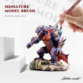 Golden Maple Kolinsky Sable Miniature Paint Brushes - Professional Micro Fine Detail Brushes for Miniatures, Model Painting, Figurines - Size 3/0 4/0 5/0