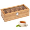 CMOISO Tea Box Bamboo, Tea Storage Box, 5-Compartment Multifunctional Wooden