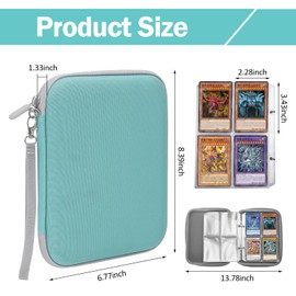 Trading Cards Album 8 Pocket,120 Pockets Premium Zipper Card Case Holder Binder Compatible with Sport Card Yoto Card,for 2.3 * 3.4 inch Audiobook Cards Boys Girls Collectors (Green)