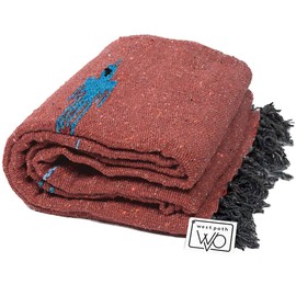 Open Road Goods Yoga Blanket - Thick Mexican Thunderbird Blanket - Handmade and Made for Yoga! (Red Earth)